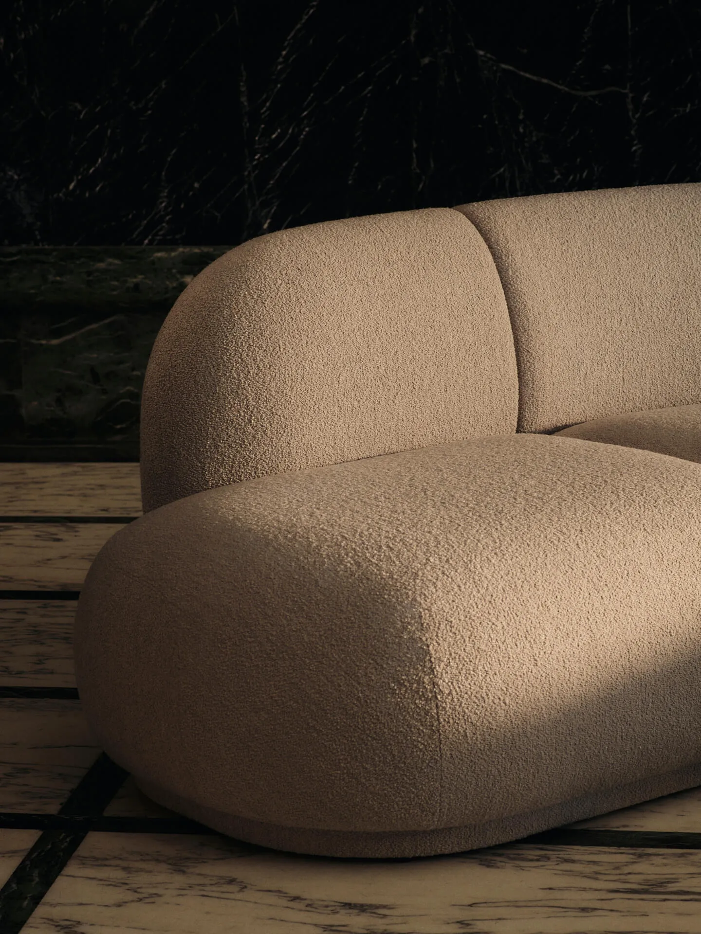 Sofa modułowa Rico open L (lewy), Soft bouclé-natural Ferm Living