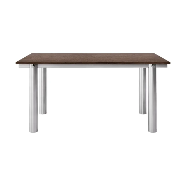 Stół jadalniany Atura - Brushed stainless steel-dark stained oak, 90x160 cm - Ferm Living