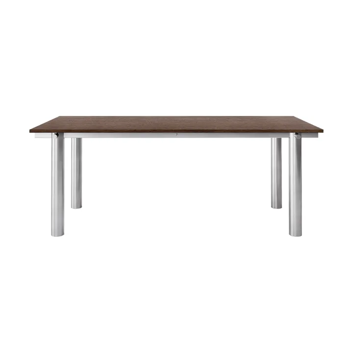 Stół jadalniany Atura - Brushed stainless steel-dark stained oak, 90x200 cm - Ferm Living