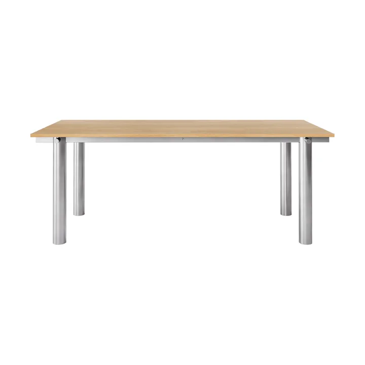Stół jadalniany Atura - Brushed stainless steel-natural oak, 90x200 cm - Ferm Living