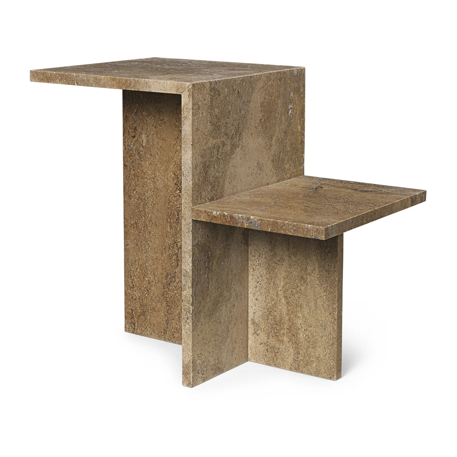 Stolik Distinct 59,5x35x50 cm, Ciemnobrązowy trawertyn Ferm Living