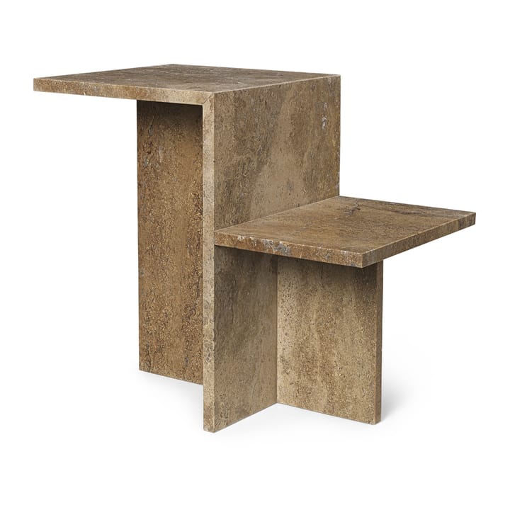 Stolik Distinct wapień 59,5x35x50 cm - Ciemnobrązowy trawertyn - Ferm Living