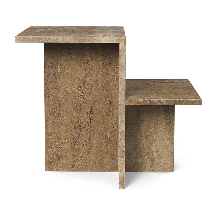 Stolik Distinct wapień 59,5x35x50 cm, Ciemnobrązowy trawertyn Ferm Living