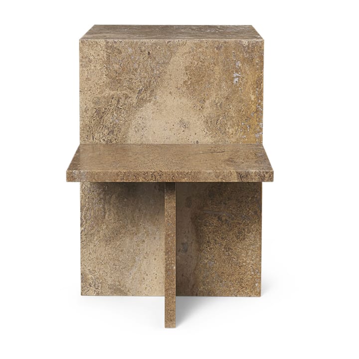 Stolik Distinct wapień 59,5x35x50 cm, Ciemnobrązowy trawertyn Ferm Living