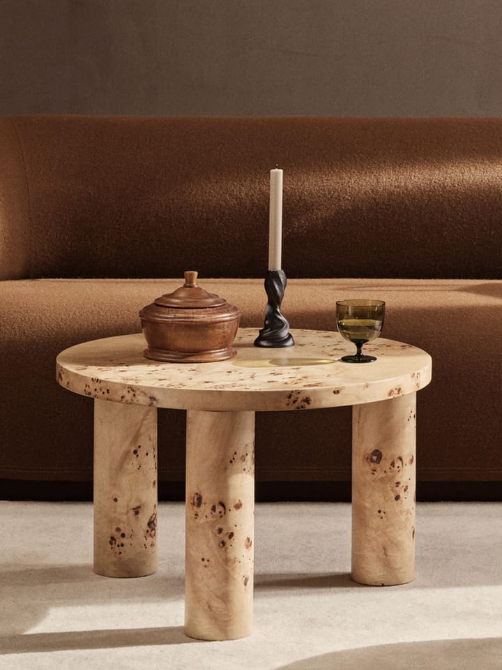 Stolik kawowy Post small Ø65 cm - Burl veneer - ferm LIVING