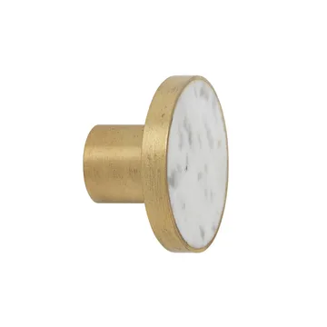 Stone duży wieszak - white marble-brass - Ferm Living