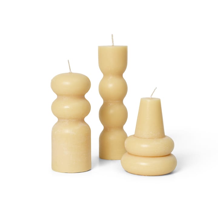 Świeca Torno Ø4 cm, 3-pak, Blady żółty Ferm Living