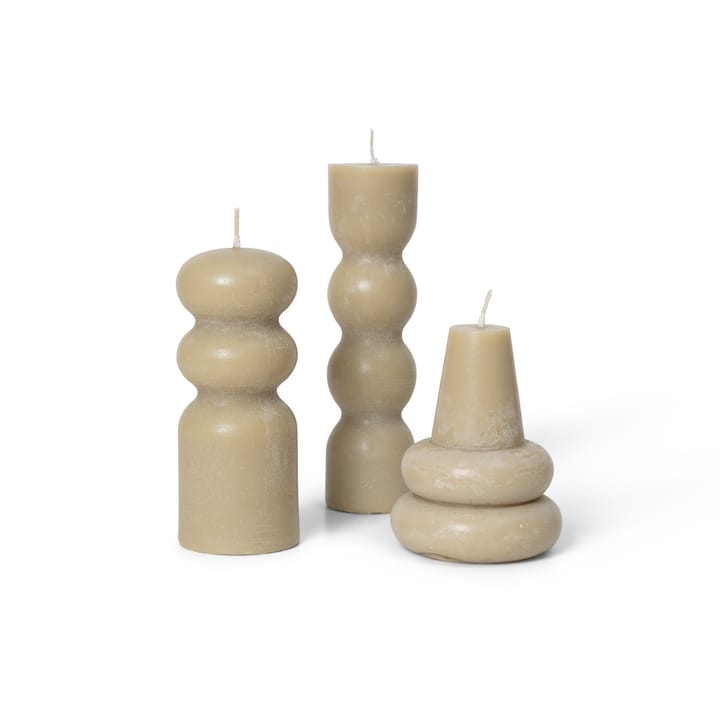 Świeca Torno Ø4 cm, 3-pak, Sand Ferm Living