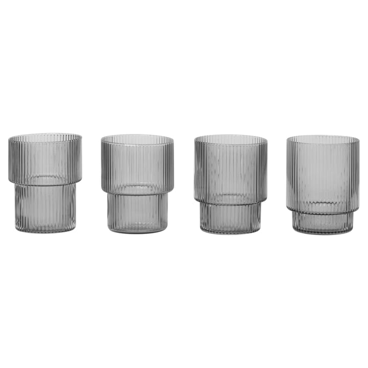 Szklani Ripple 4 szt - Smoked grey (szare) - Ferm Living