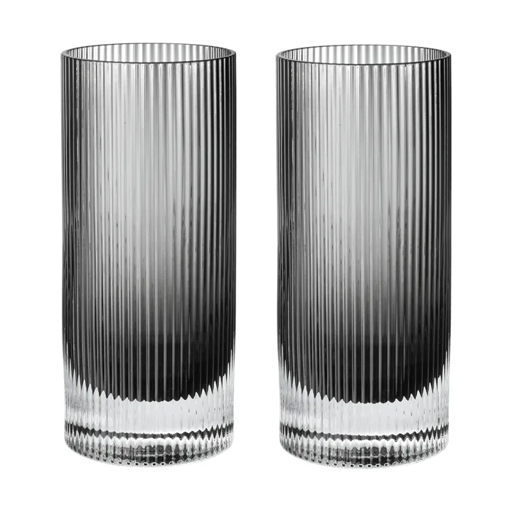 Szklanka Ripple Highball 48 cl, 2 szt. - Smoked grey - Ferm Living