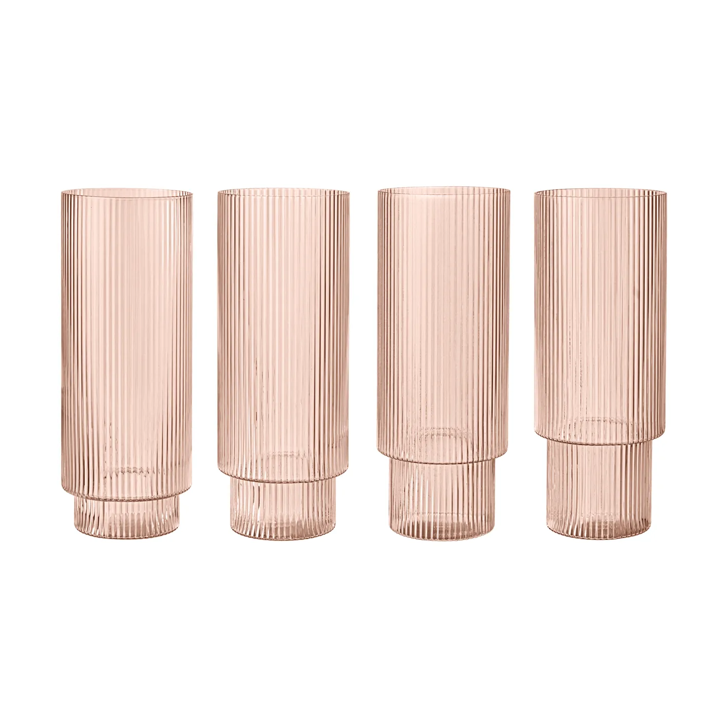Szklanki Ripple long drink 4 szt, Blush Ferm Living