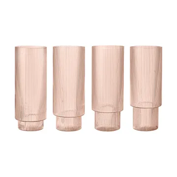 Szklanki Ripple long drink 4 szt - Blush - Ferm Living