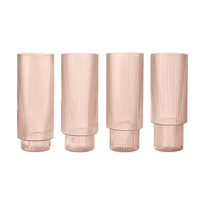 Szklanki Ripple long drink 4 szt - Blush - Ferm Living