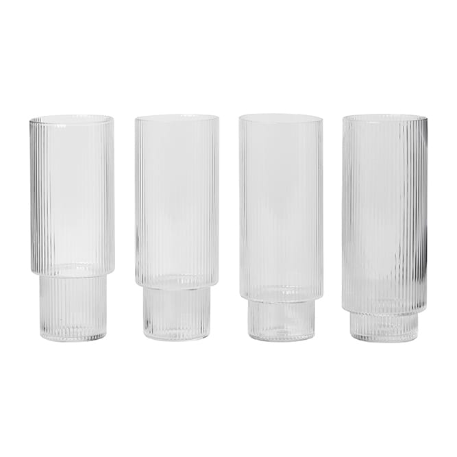 Szklanki Ripple long drink 4 szt - Przezroczyste - Ferm Living