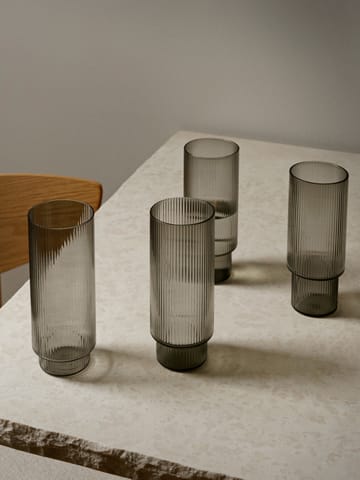 Szklanki Ripple long drink 4 szt - Smoked grey (szare) - Ferm Living