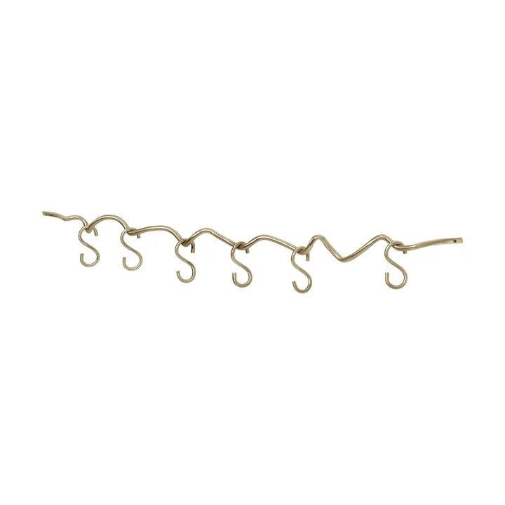 Szyna ścienna z 6 haczykami Curvature - Brass - Ferm Living