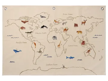 The world - mapa na tkaninie - Złamana biel - Ferm Living
