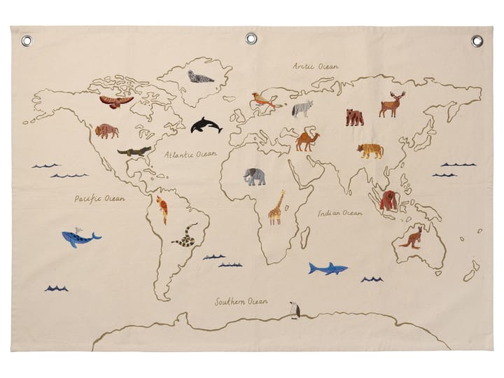 The world - mapa na tkaninie - Złamana biel - Ferm Living