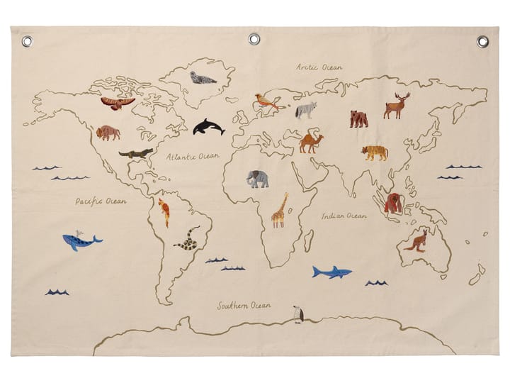 The world - mapa na tkaninie - Złamana biel - Ferm LIVING