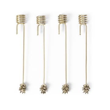 Uchwyty do świeczek na choinkę Forest 4 szt. - Brass - Ferm Living