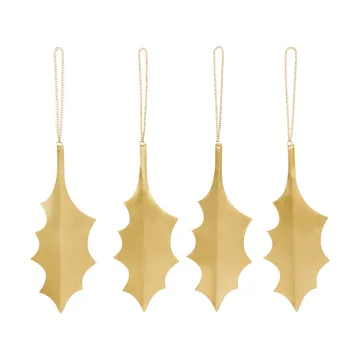 Zawieszka dekoracyjna Holly leaf 13,5 cm, 4 szt. - Mosiężny - Ferm Living