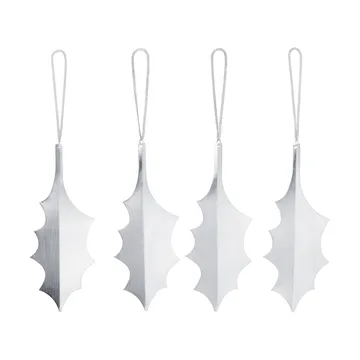 Zawieszka dekoracyjna Holly leaf 13,5 cm, 4 szt. - Srebrny - Ferm Living