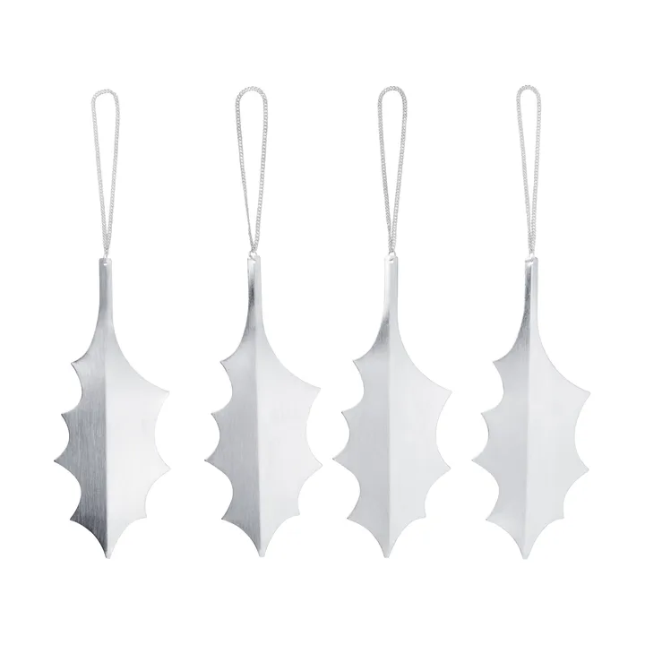 Zawieszka dekoracyjna Holly leaf 13,5 cm, 4 szt. - Srebrny - Ferm Living