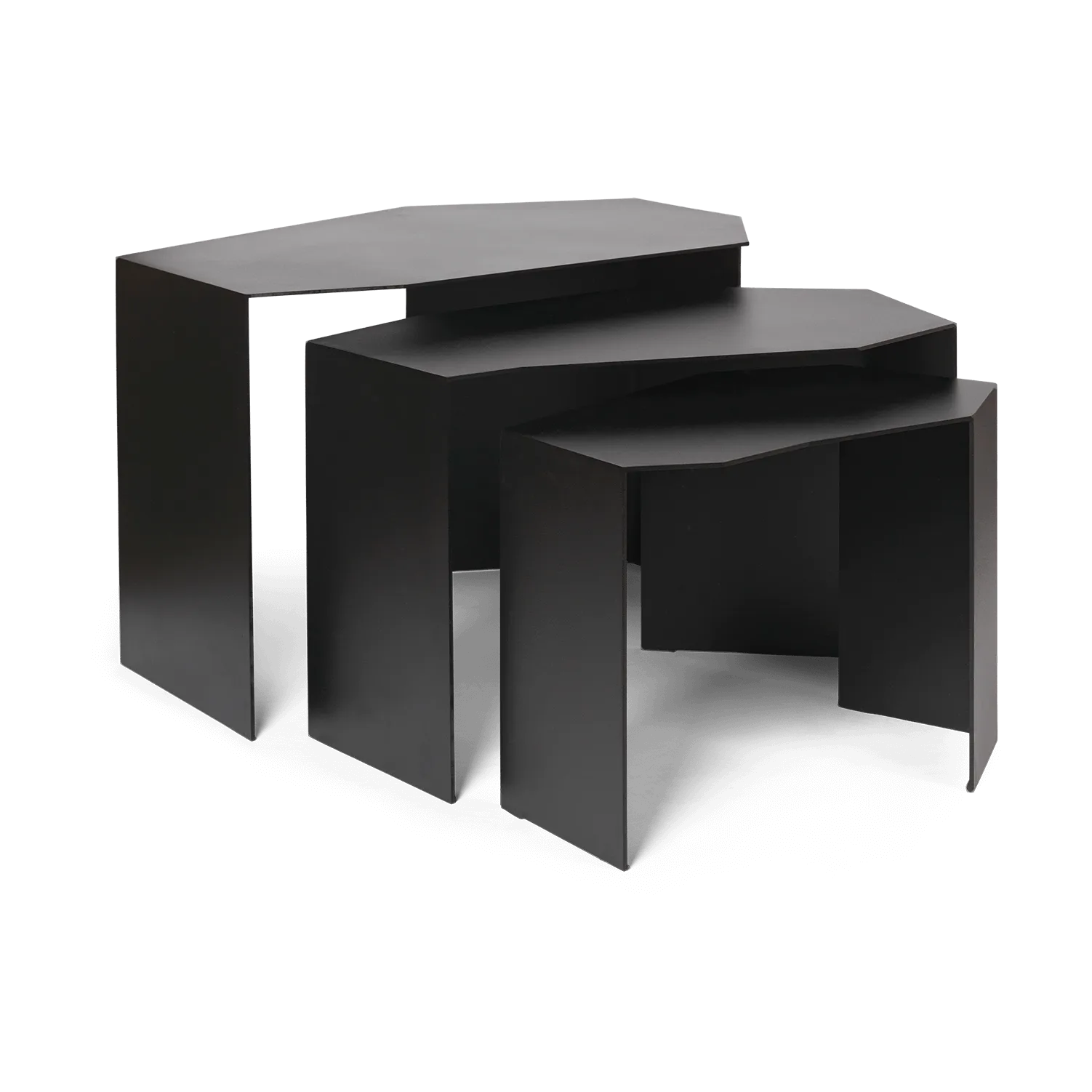 Zestaw 3 stolików Shard cluster, Black Ferm Living