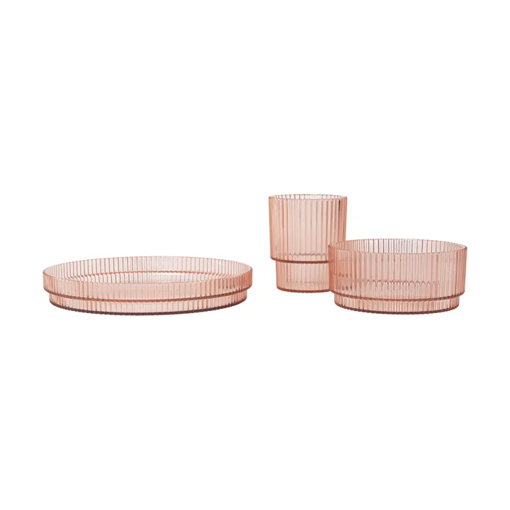 Zestaw naczyń dla dzieci Ripple kids - Blush, 3 części - Ferm Living