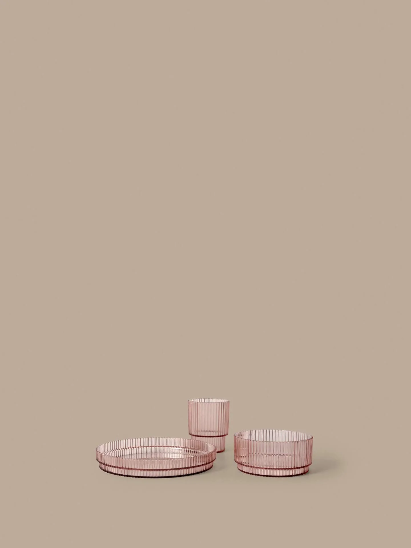 Zestaw naczyń dla dzieci Ripple kids, Blush, 3 części Ferm Living