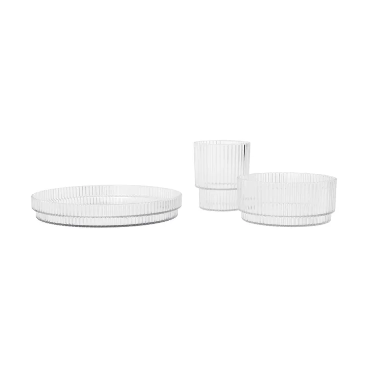 Zestaw naczyń dla dzieci Ripple kids - Clear, 3 części - Ferm Living