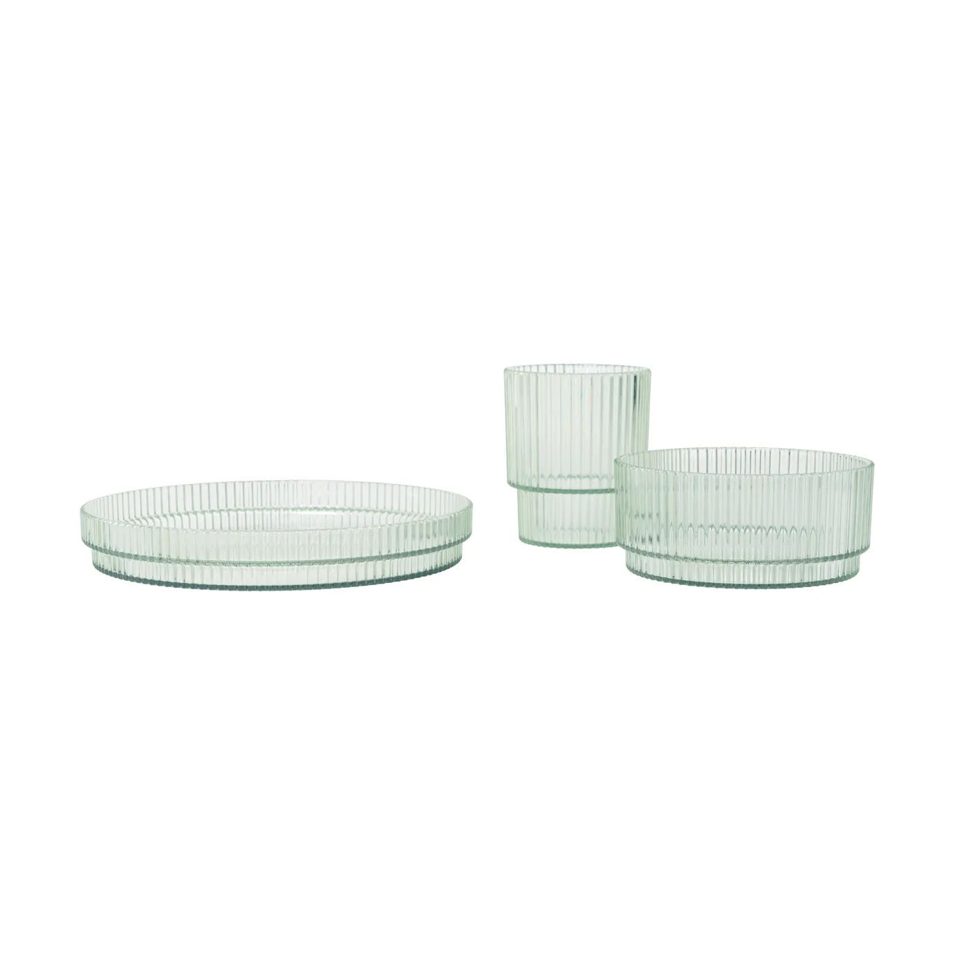 Zestaw naczyń dla dzieci Ripple kids, Tea green, 3 części Ferm Living