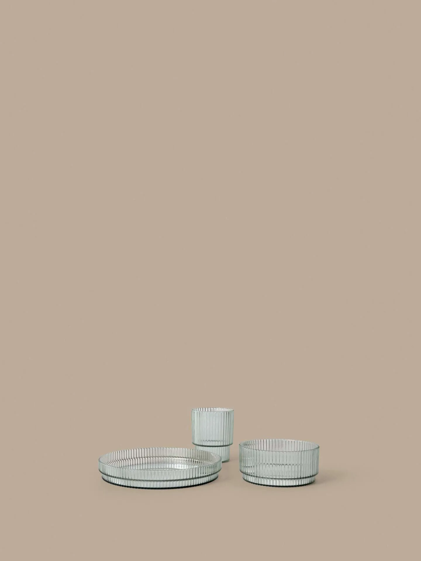 Zestaw naczyń dla dzieci Ripple kids, Tea green, 3 części Ferm Living