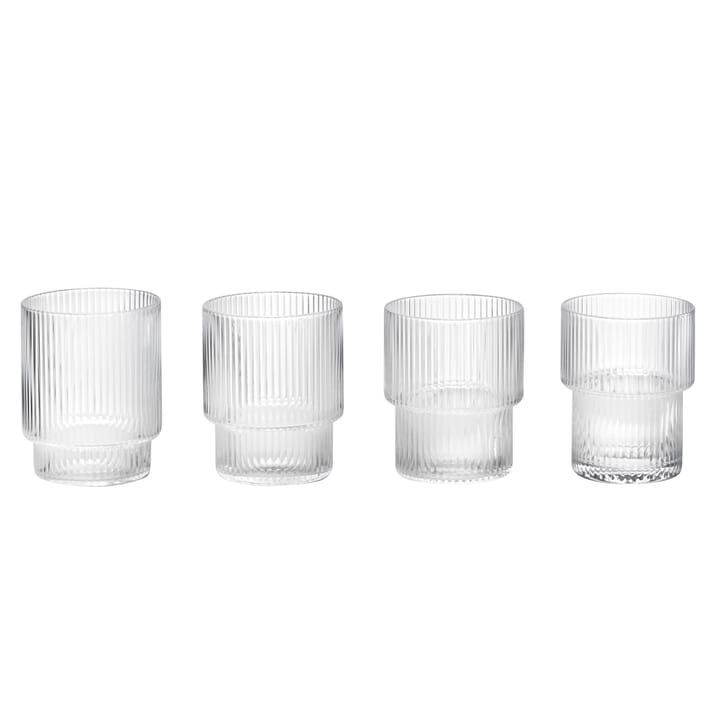 Zestaw szklanek, szkło ryflowane - 4 szt. - clear - Ferm LIVING