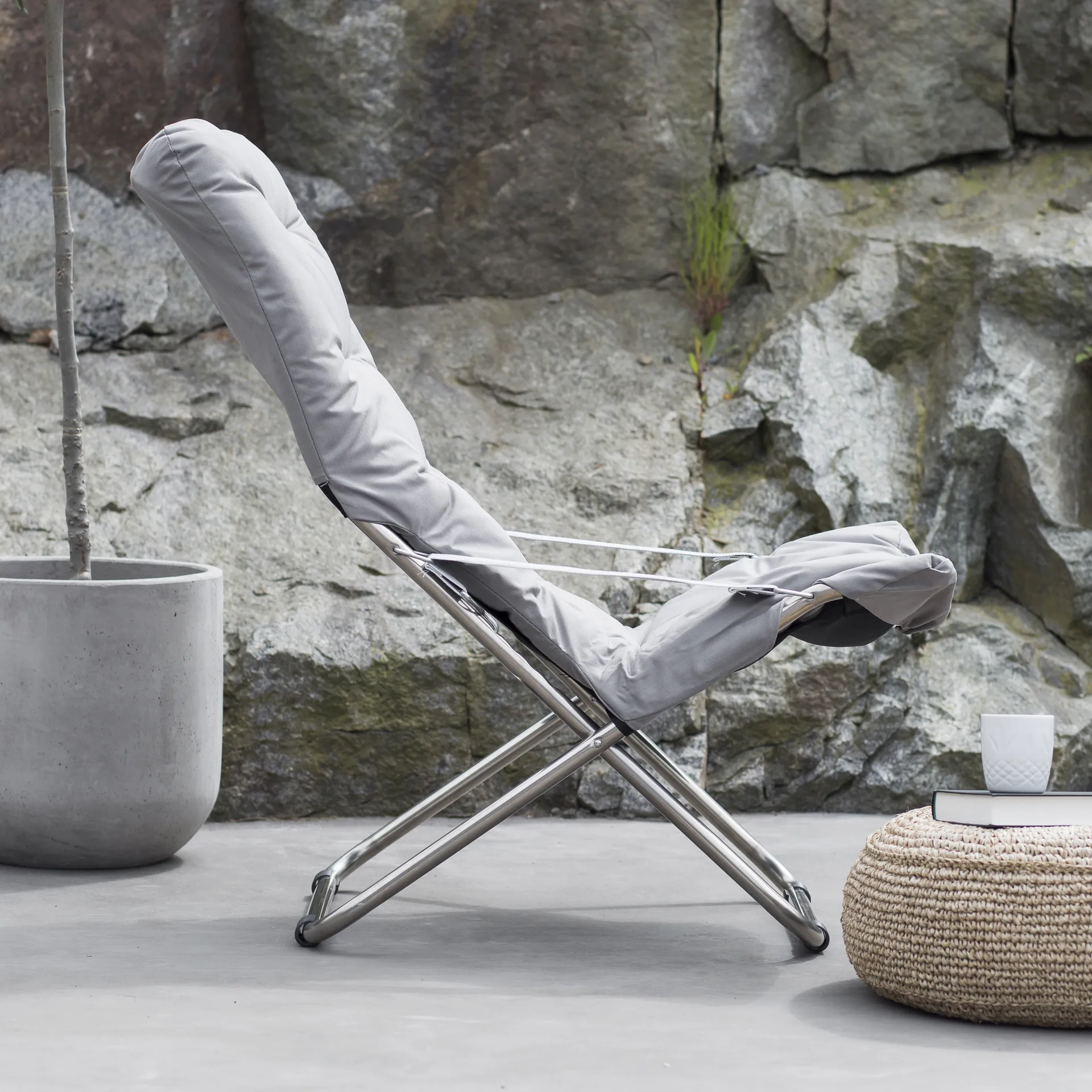 Leżak Fiesta Soft, Materiał szary-stelaż aluminiowy Fiam