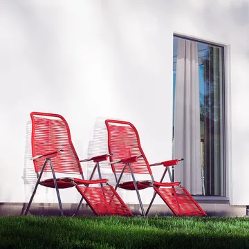 Leżak Spaghetti z podnóżkiem - Czerwony - Fiam