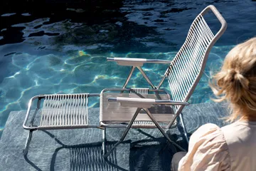 Leżak Spaghetti z podnóżkiem - Szary - Fiam