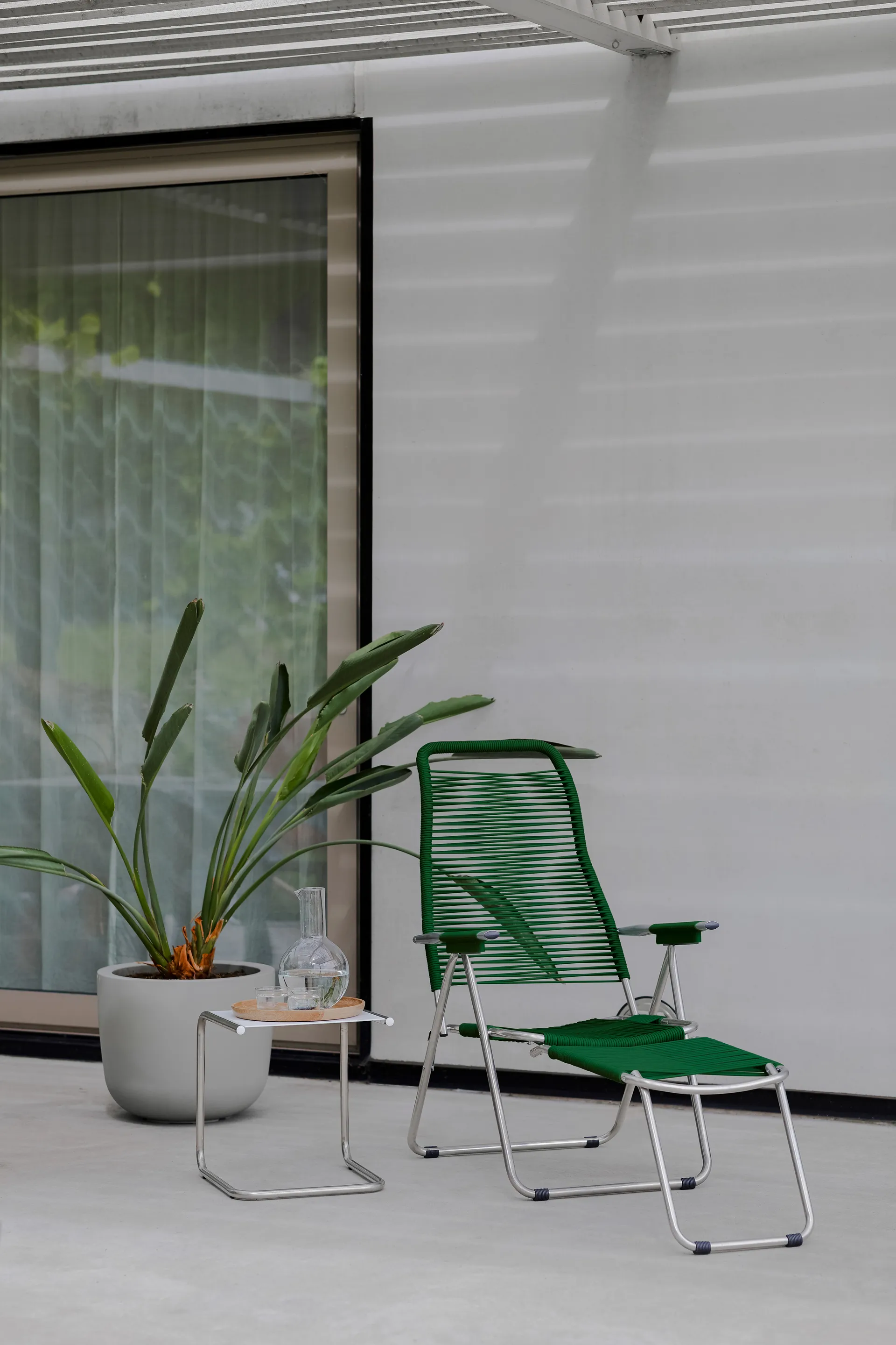 Leżak Spaghetti z podnóżkiem, Zielony Fiam