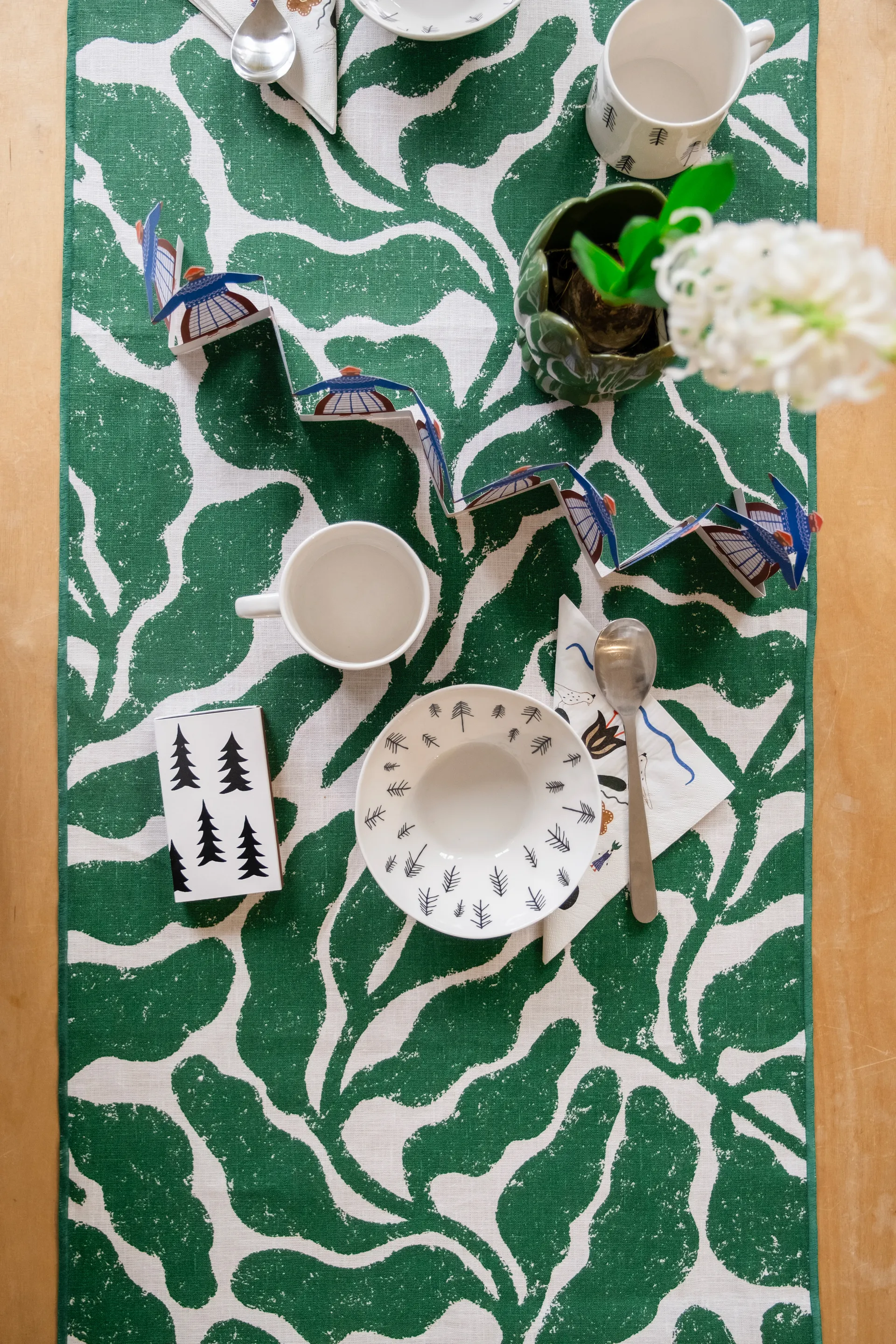 Bieżnik Leaves 45x180 cm, Green Fine Little Day