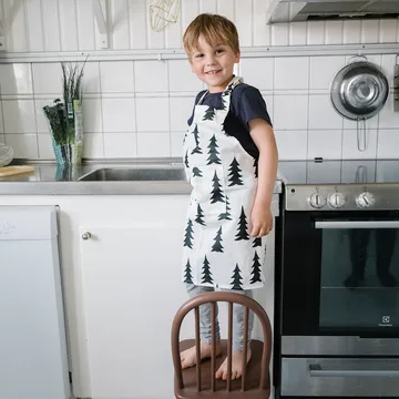 Choinka woskowany fartuch dziecięcy - Czarny-biały - Fine Little Day
