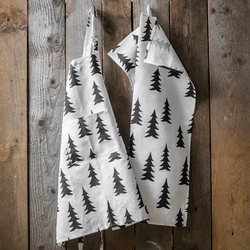 Choinka woskowany fartuch dziecięcy - Czarny-biały - Fine Little Day