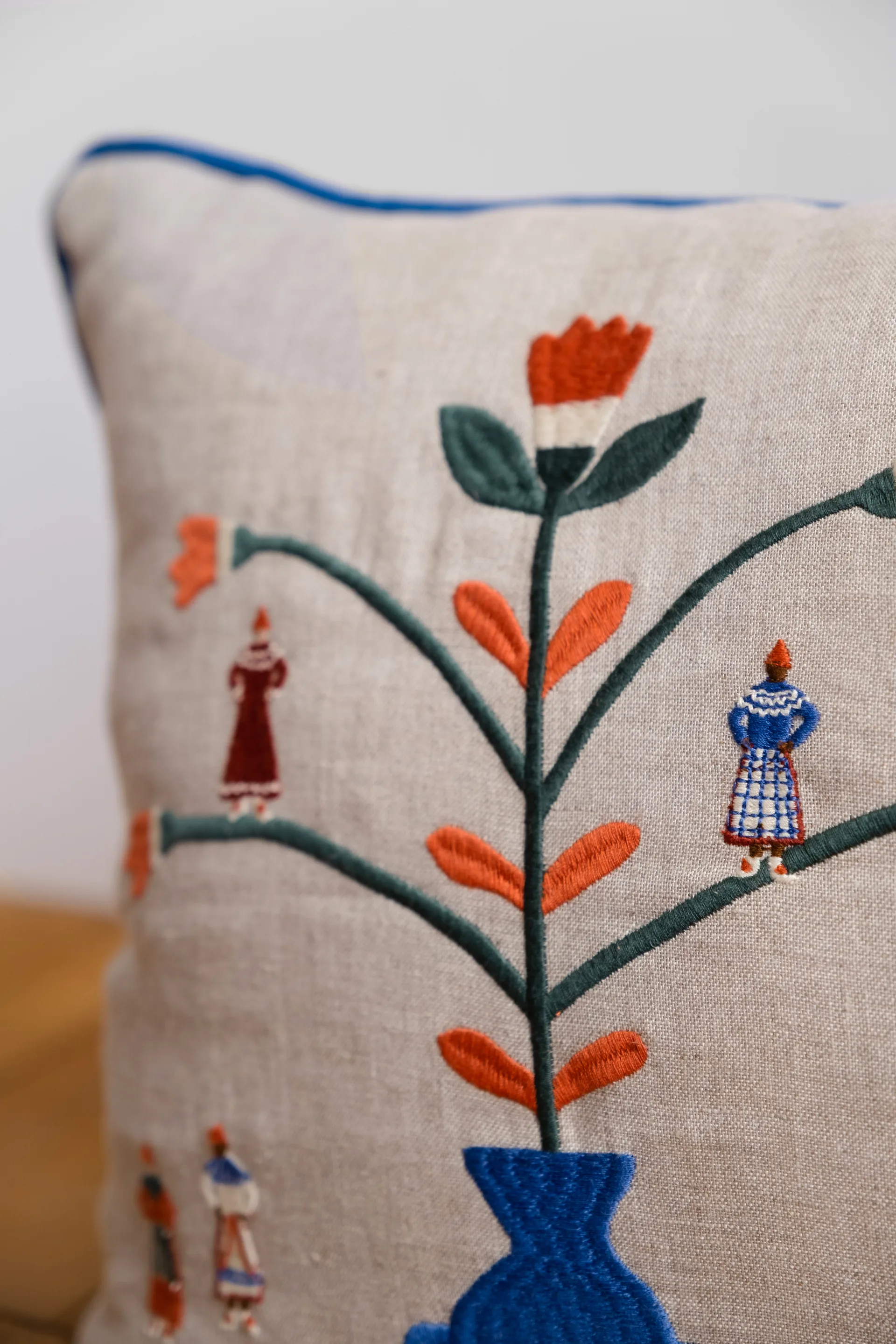 Högtid poszewka na poduszkę 38x38 cm, Naturalny-niebieski Fine Little Day