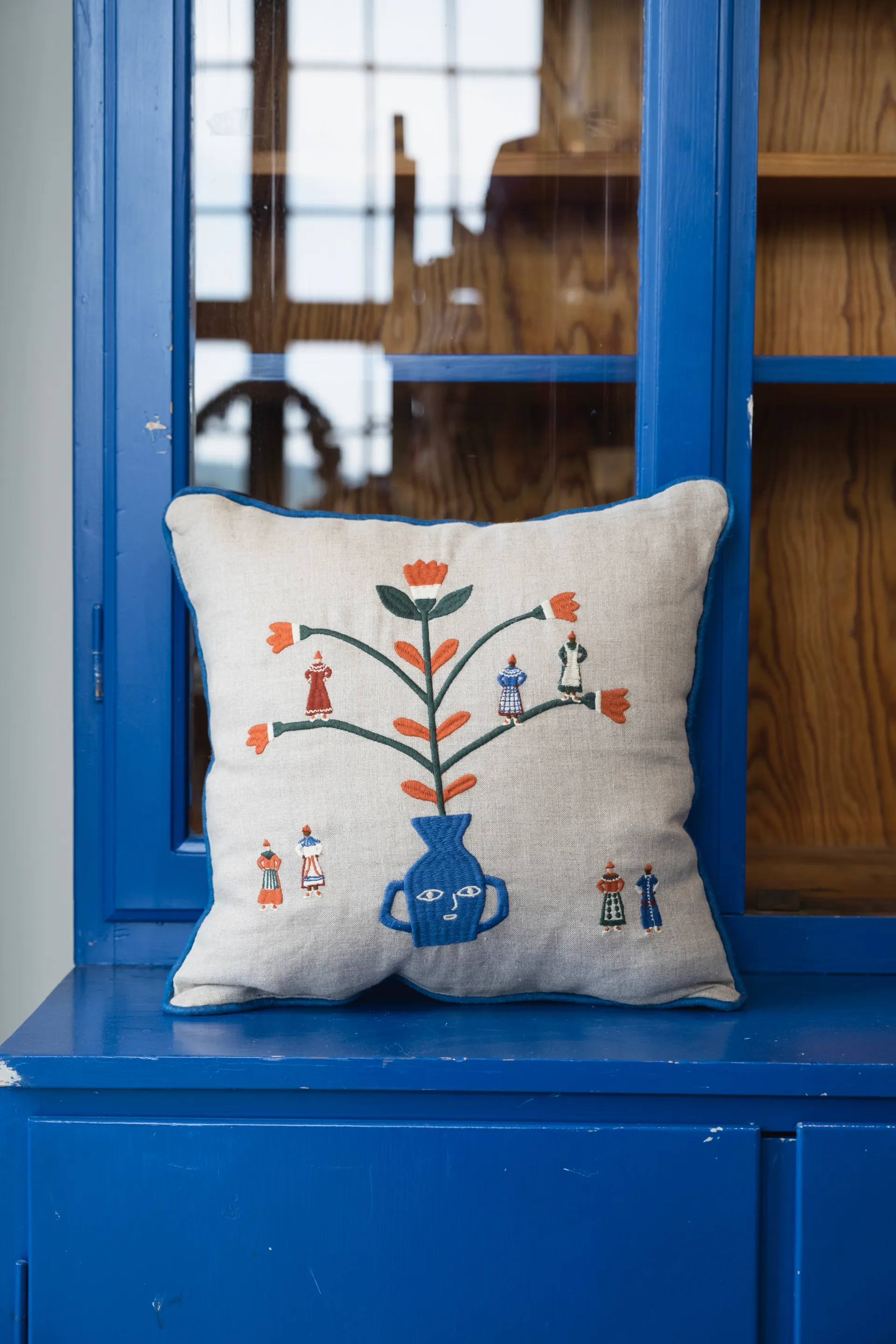 Högtid poszewka na poduszkę 38x38 cm, Naturalny-niebieski Fine Little Day