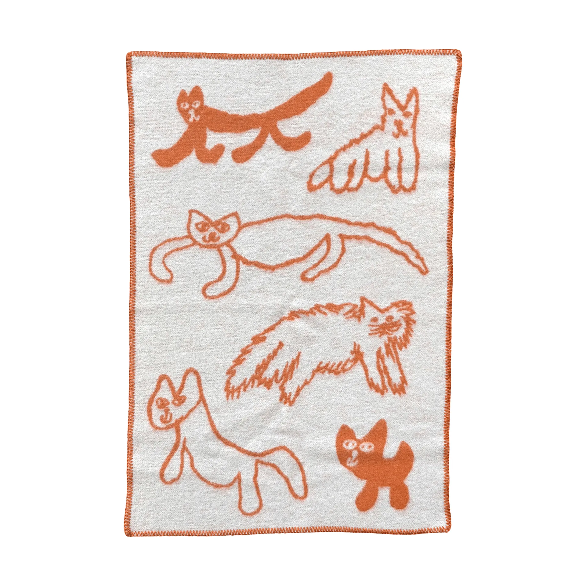 Koc wełniany Cats, Pomarańczowy, 65x95 cm Fine Little Day