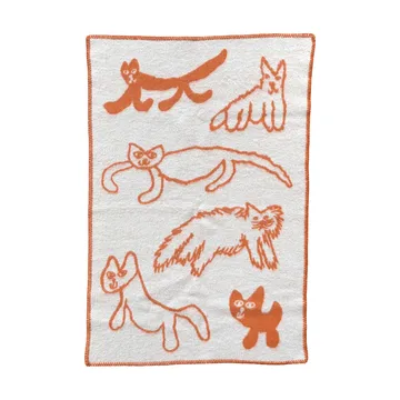 Koc wełniany Cats - Pomarańczowy, 65x95 cm - Fine Little Day