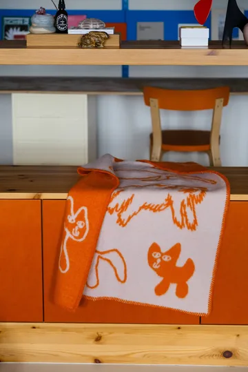 Koc wełniany Cats - Pomarańczowy, 65x95 cm - Fine Little Day