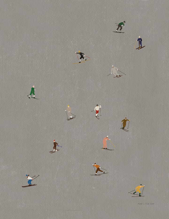 Plakat Skiers 40x50 cm - Szary - Fine Little Day