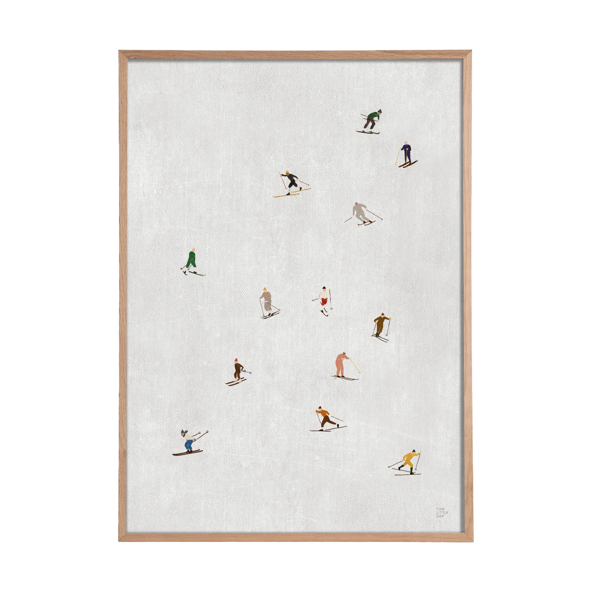 Plakat Skiers 50x70 cm, Jasnoszary Fine Little Day