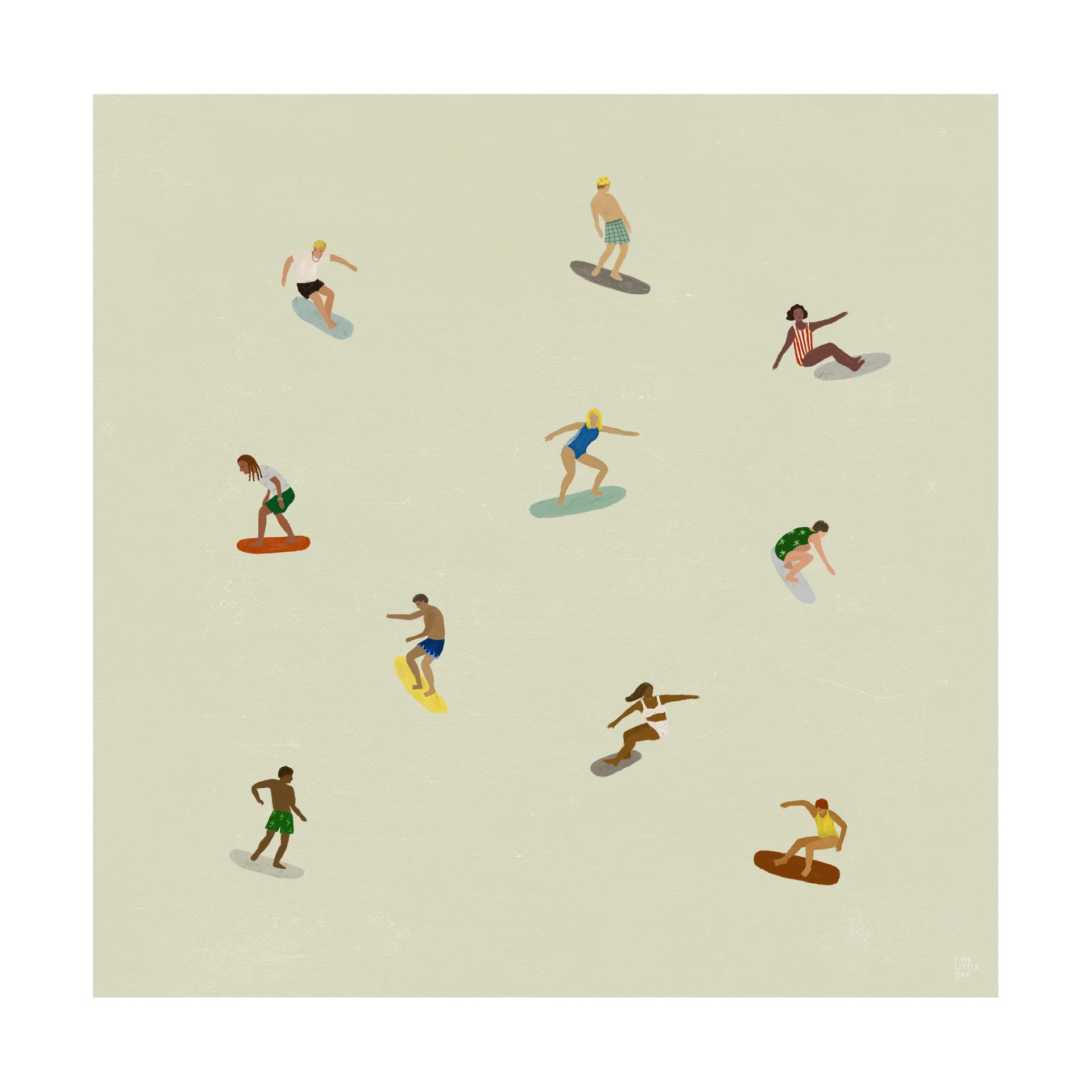 Plakat Surfers, Beige, 40x40 cm Fine Little Day