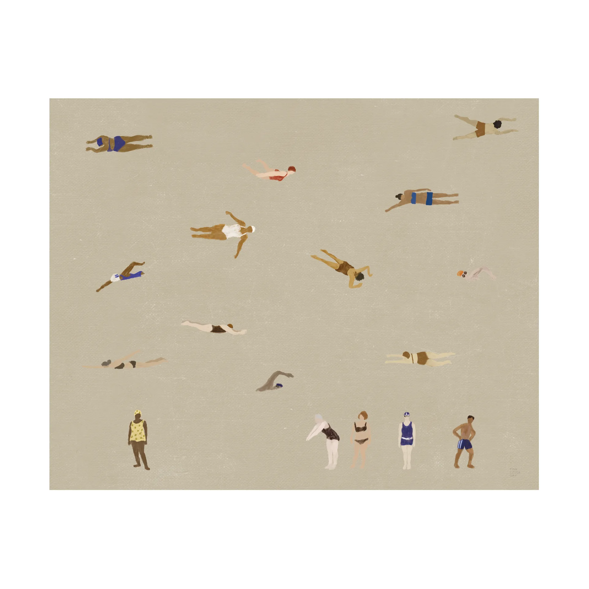 Plakat Swimmers, Beige, 40x50 cm Fine Little Day